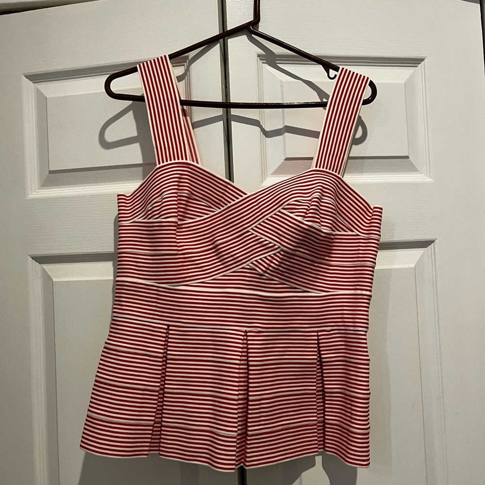 Red and white bustier tank